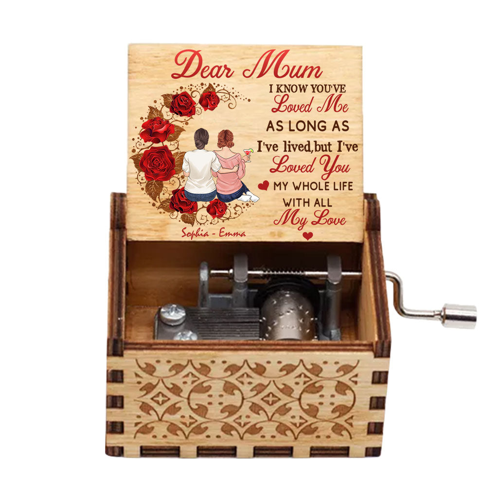 Mom I've Loved You - Gift for mom, grandma, husband, wife, aunt, sister, brother - Personalized Hand Crank Music Box