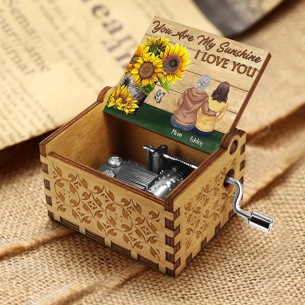 My Sunshine Vintage Sunflower - Personalized Mother's Day Mother Hand Crank Music Box