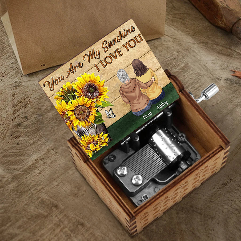 My Sunshine Vintage Sunflower - Personalized Mother's Day Mother Hand Crank Music Box