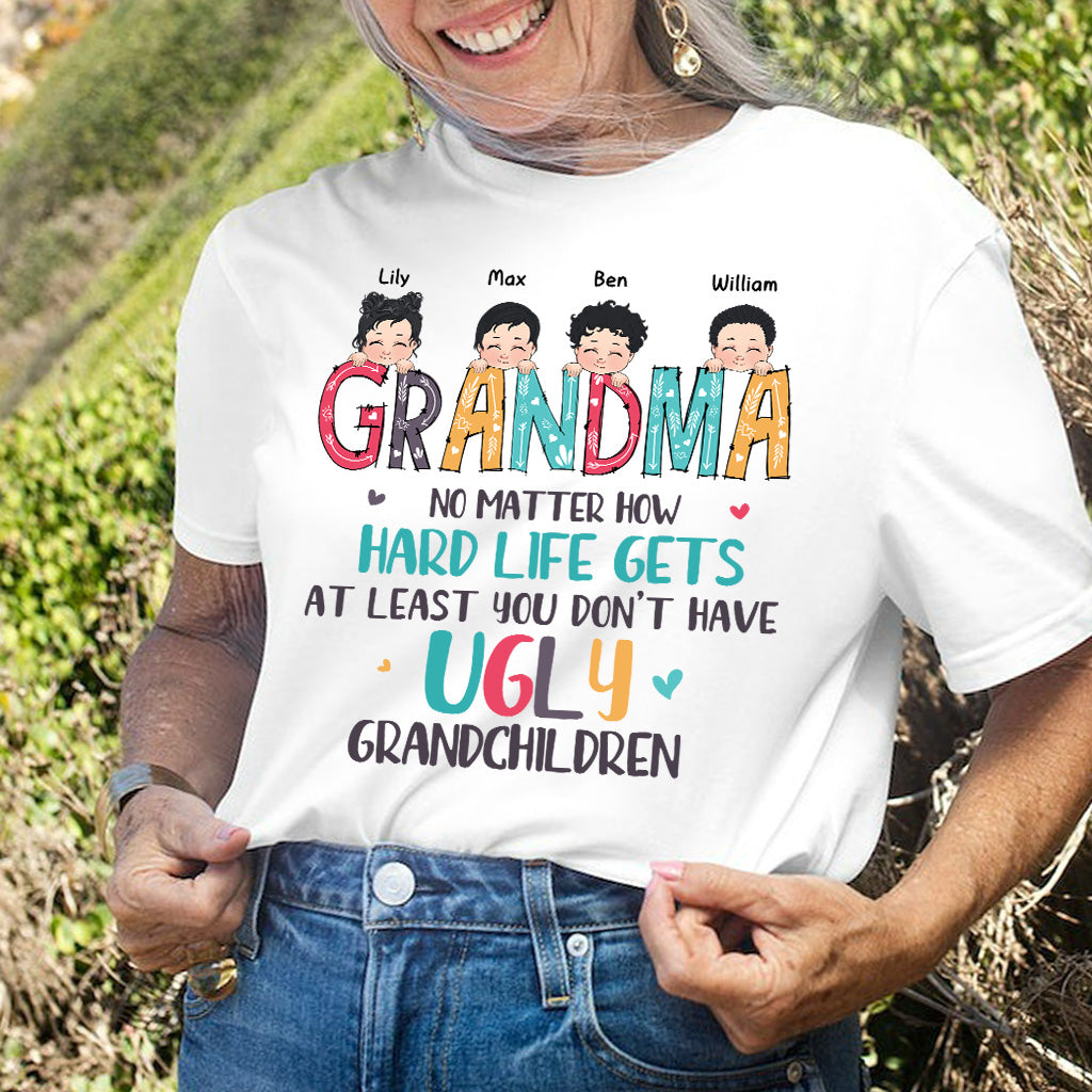 No Matter How Hard Life Gets - Personalized Mother's Day Grandma T-shirt and Hoodie