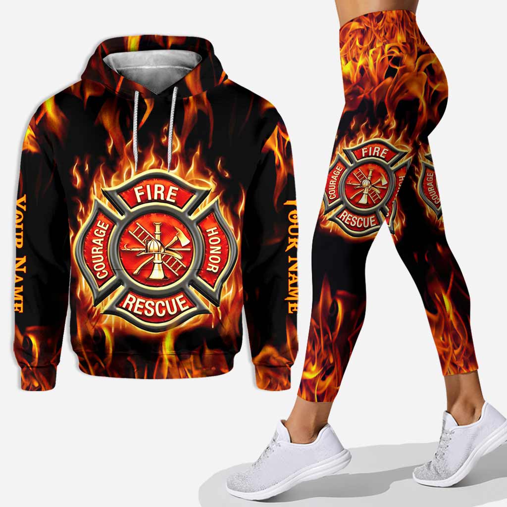 Keep Back 200 FT - Personalized Firefighter Hoodie and Leggings