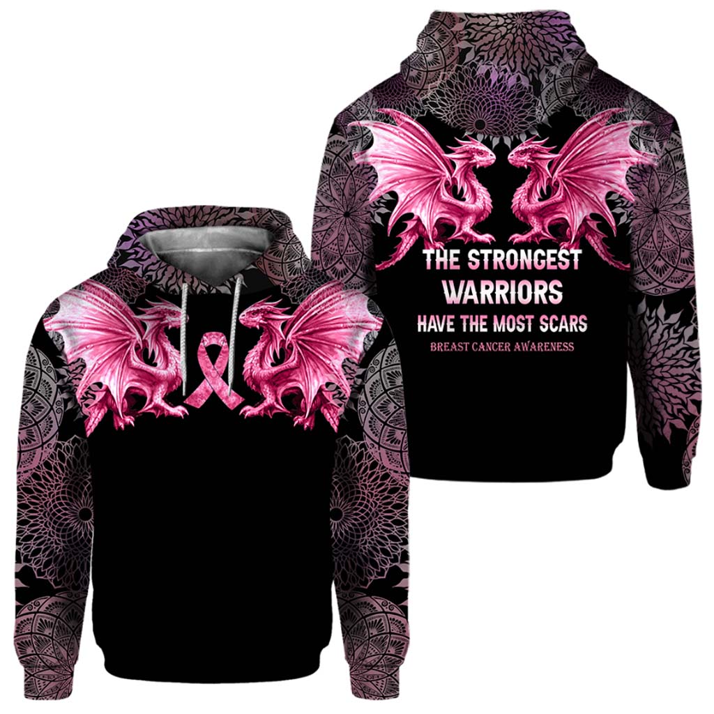 Discover The Strongest Warriors Have The Most Scars - Breast Cancer Awareness All Over 3D Hoodie