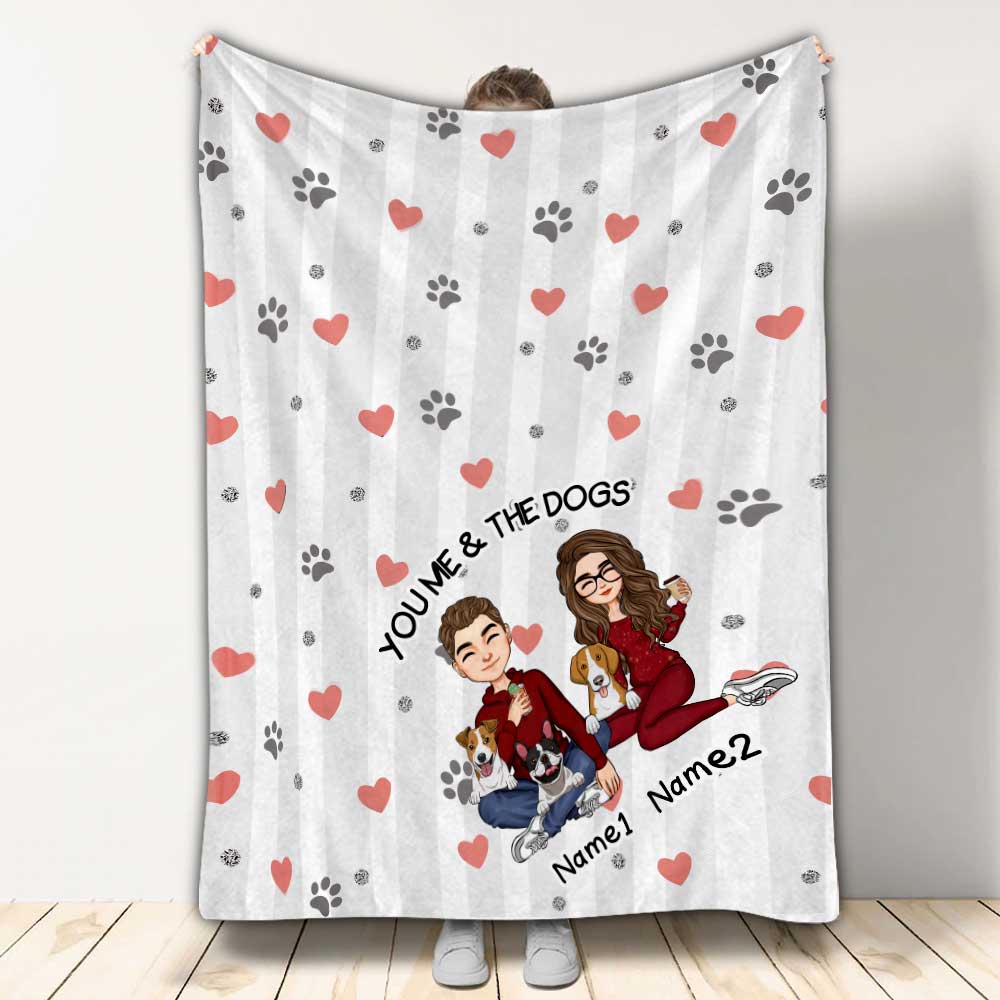 You Me And The Dog - Personalized Dog Blanket