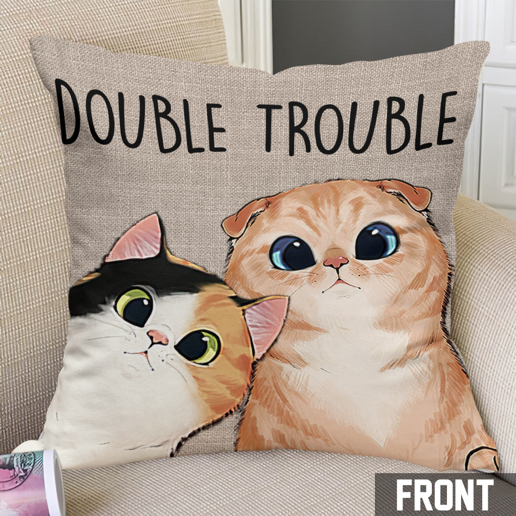 Double Trouble - Personalized Cat Throw Pillow