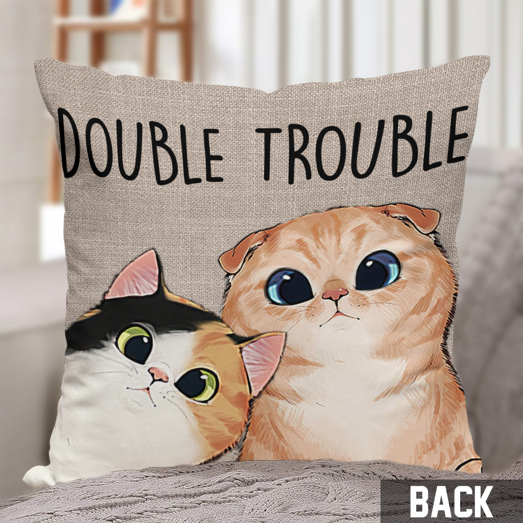 Double Trouble - Personalized Cat Throw Pillow