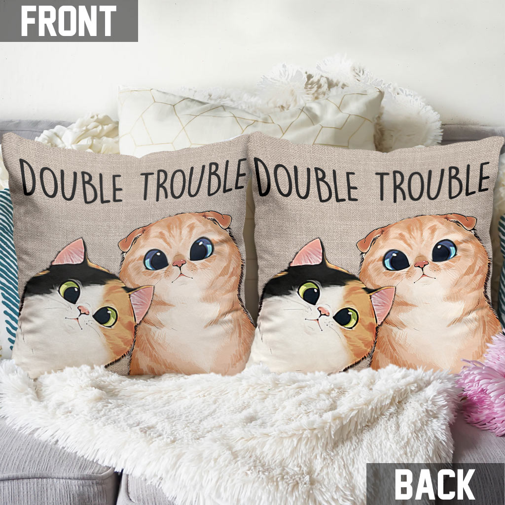 Double Trouble - Personalized Cat Throw Pillow
