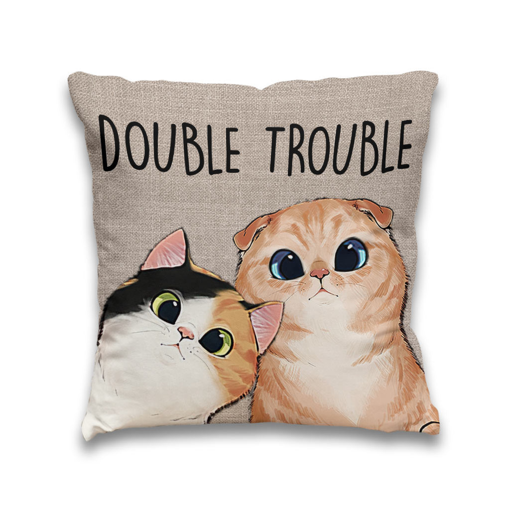 Double Trouble - Personalized Cat Throw Pillow