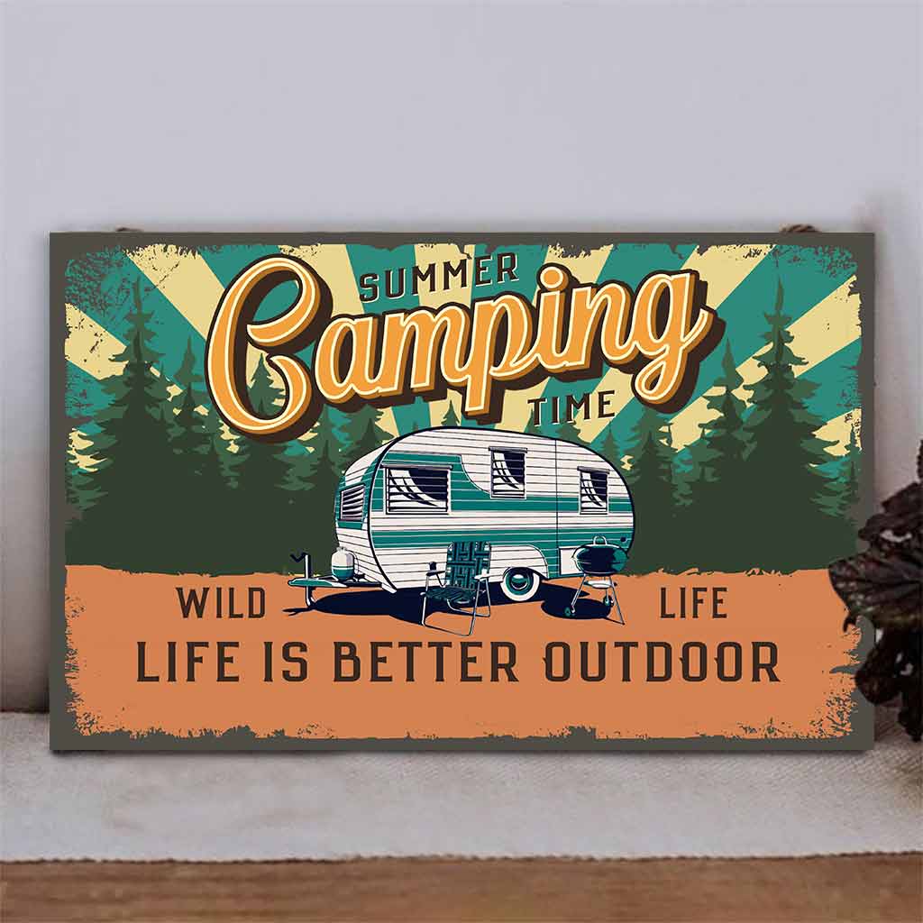 Camping Time Personalized Horizontal Rectangle Wood Sign