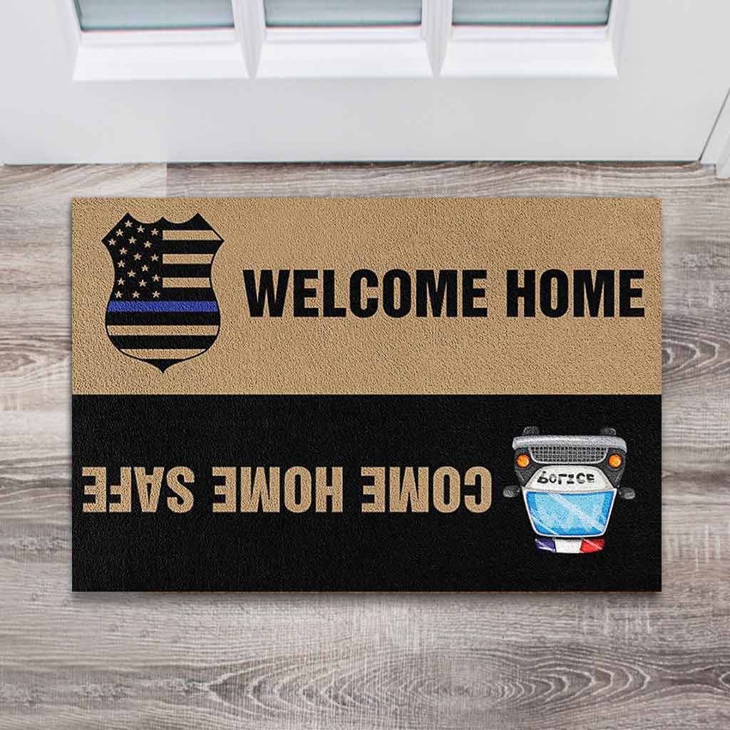 Welcome Home - Police Coir Pattern Print Doormat 062021