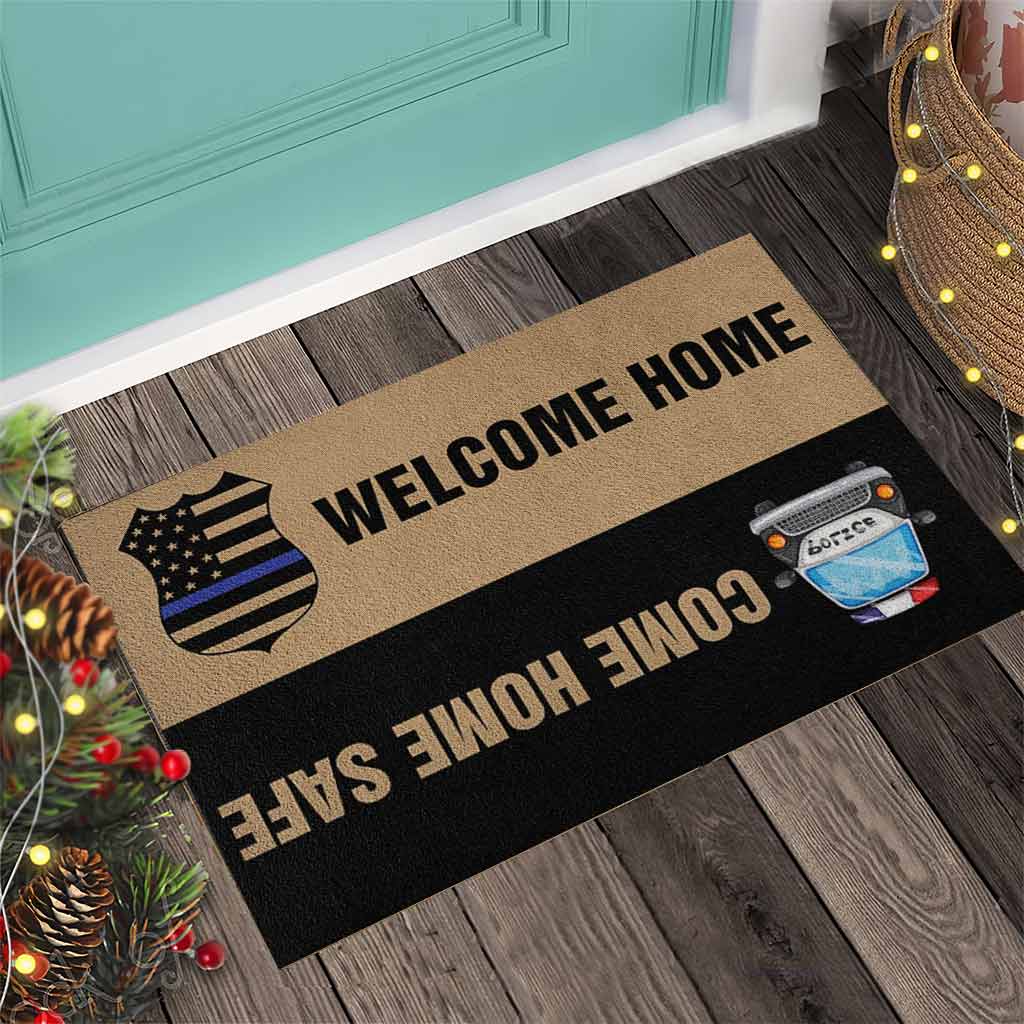 Welcome Home - Police Coir Pattern Print Doormat 062021