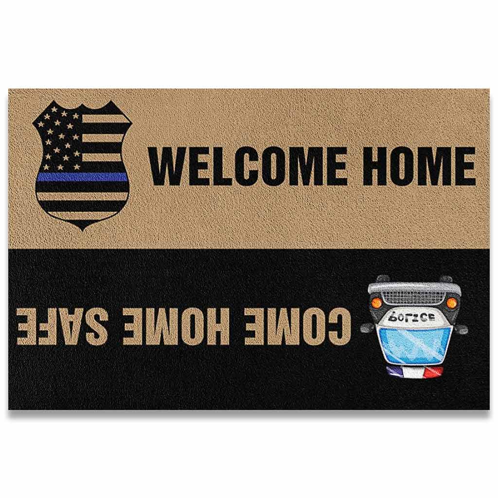 Welcome Home - Police Coir Pattern Print Doormat 062021