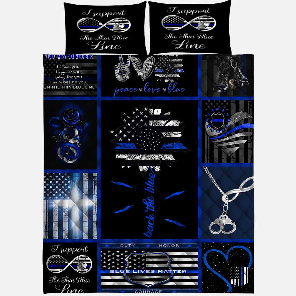 Blue Line - Police Officer Quilt Set 062021