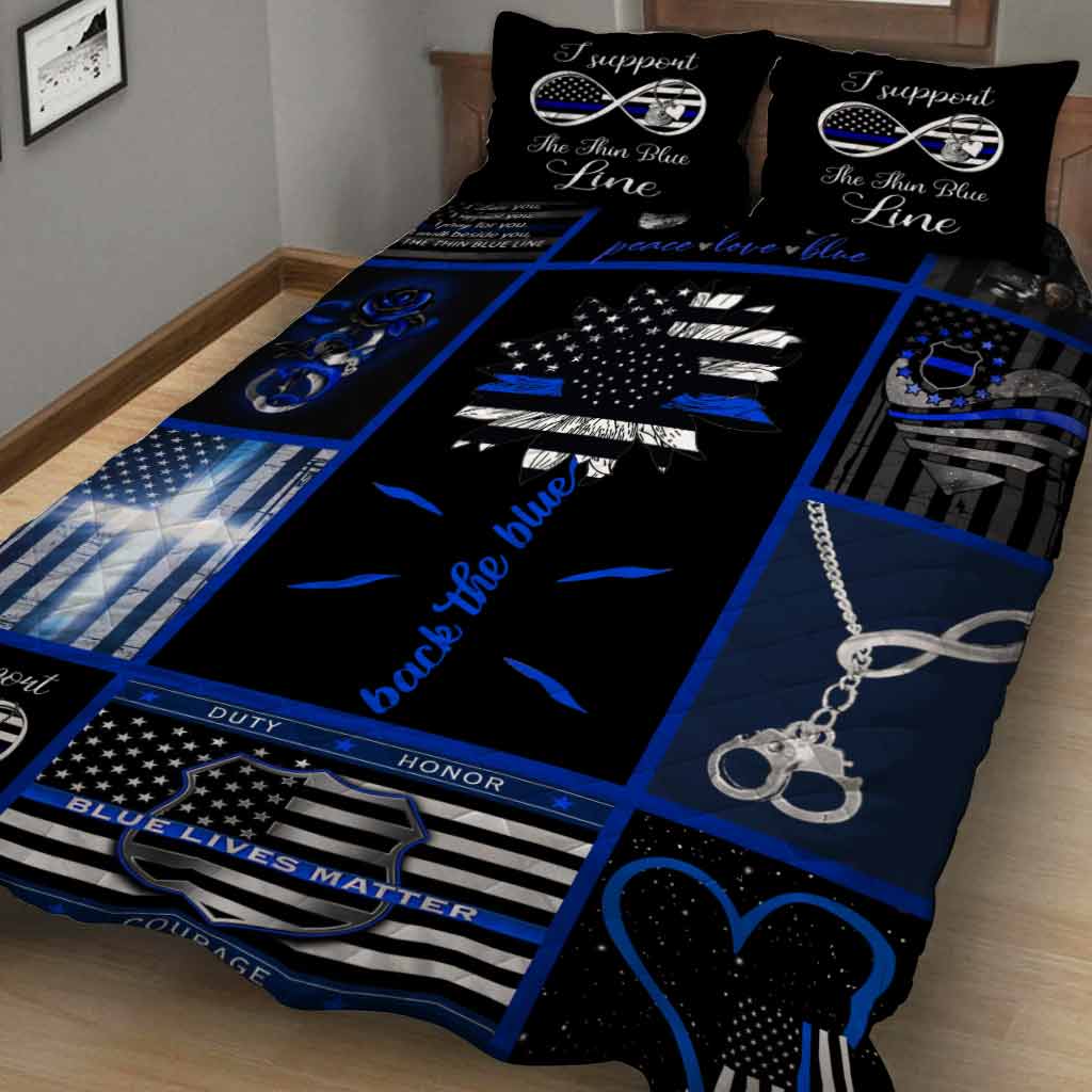 Blue Line - Police Officer Quilt Set 062021