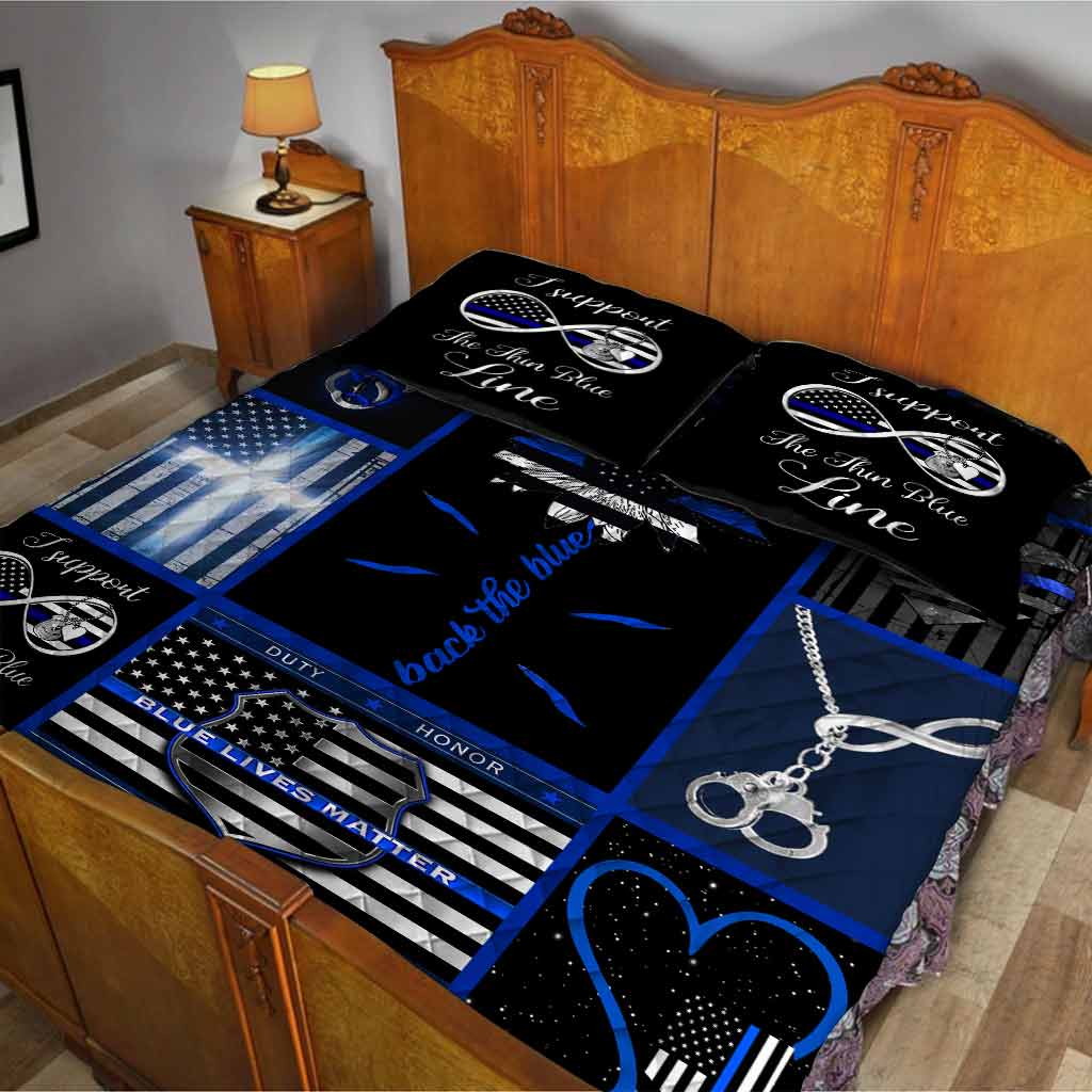 Blue Line - Police Officer Quilt Set 062021