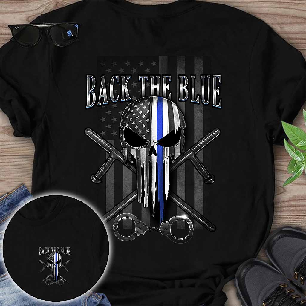 Blue Line Skull - Police Officer T-shirt And Hoodie 0621