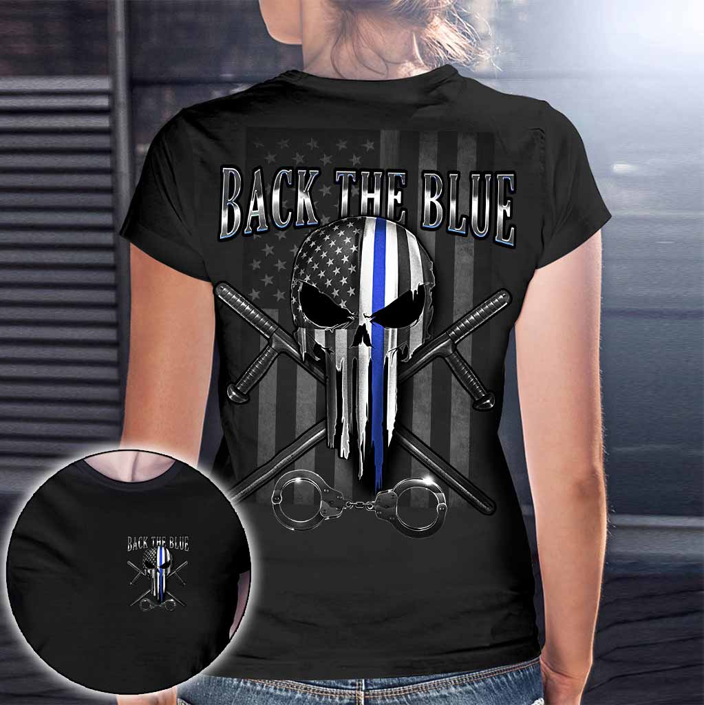 Blue Line Skull - Police Officer T-shirt And Hoodie 0621