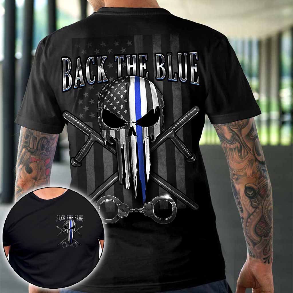 Blue Line Skull - Police Officer T-shirt And Hoodie 0621