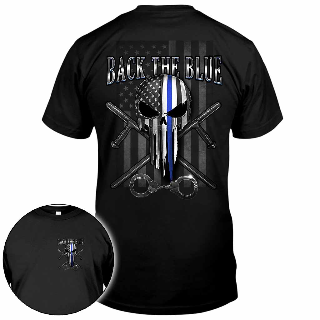 Blue Line Skull - Police Officer T-shirt And Hoodie 0621