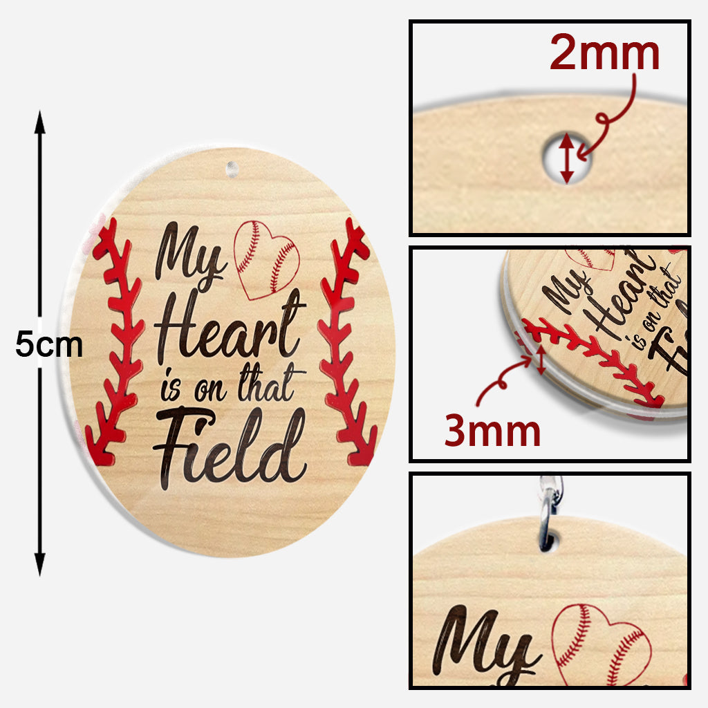 My Heart Is On That Field - Personalized Baseball Transparent Keychain