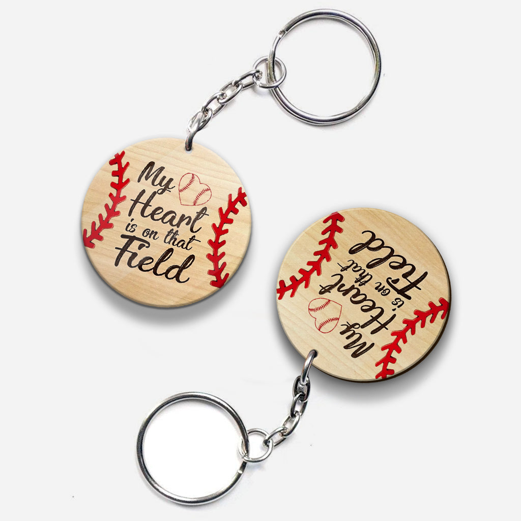 My Heart Is On That Field - Personalized Baseball Transparent Keychain