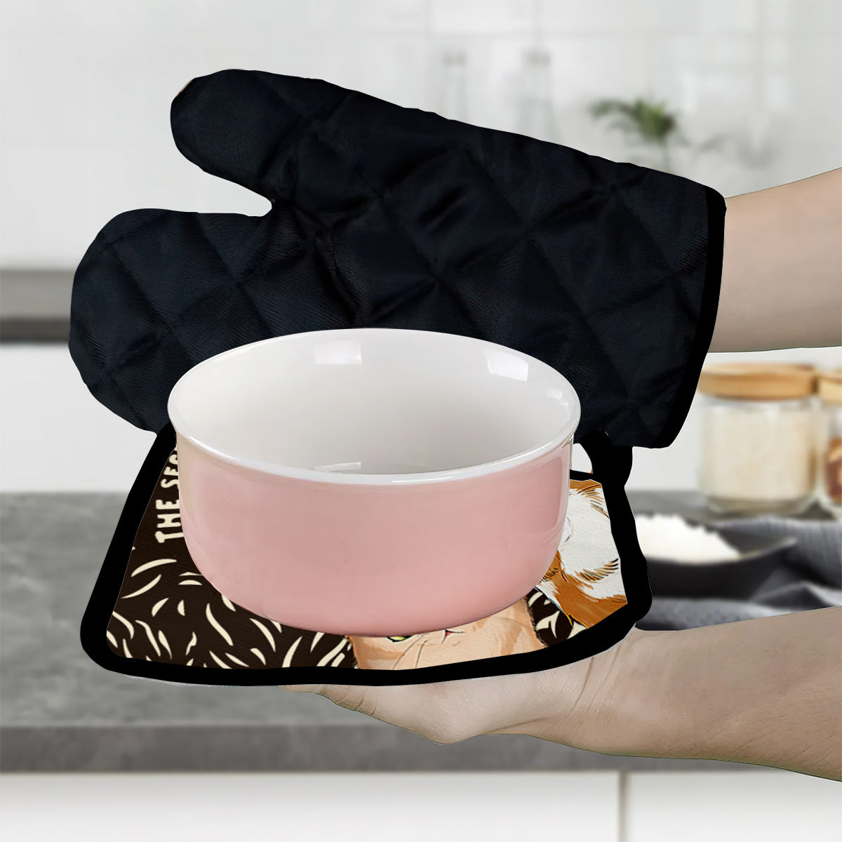 Secret Ingredient Cat Hair - Personalized Baking Oven Mitts & Pot Holder Set