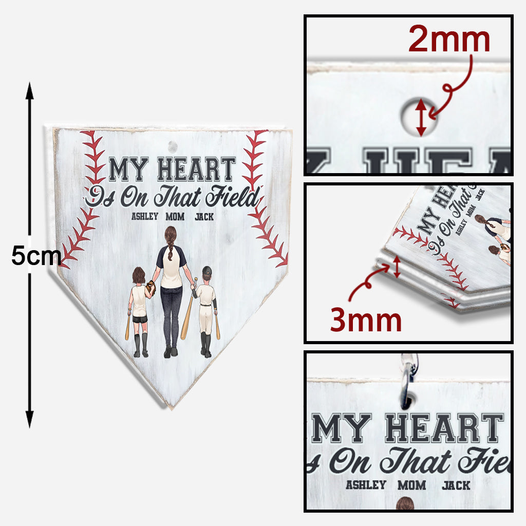 My Heart Is On That Field - Personalized Baseball Transparent Keychain