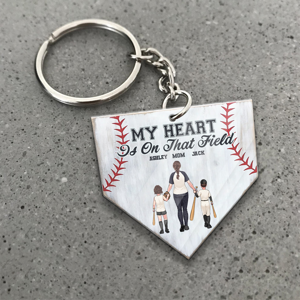 My Heart Is On That Field - Personalized Baseball Transparent Keychain