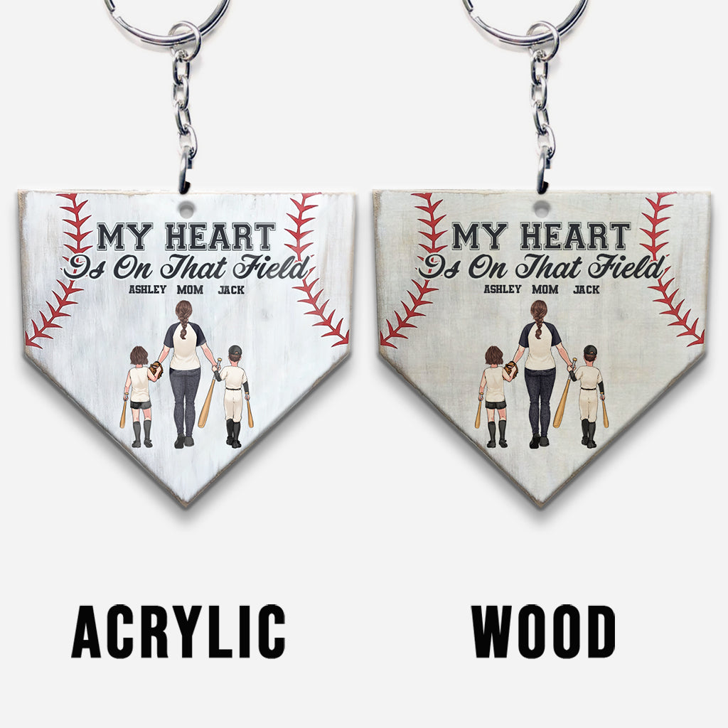 My Heart Is On That Field - Personalized Baseball Transparent Keychain