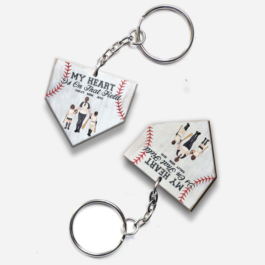 My Heart Is On That Field - Personalized Baseball Transparent Keychain