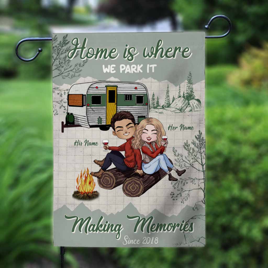 Home Is Where We Park It Making Memories - Personalized Couple Camping Garden Flag