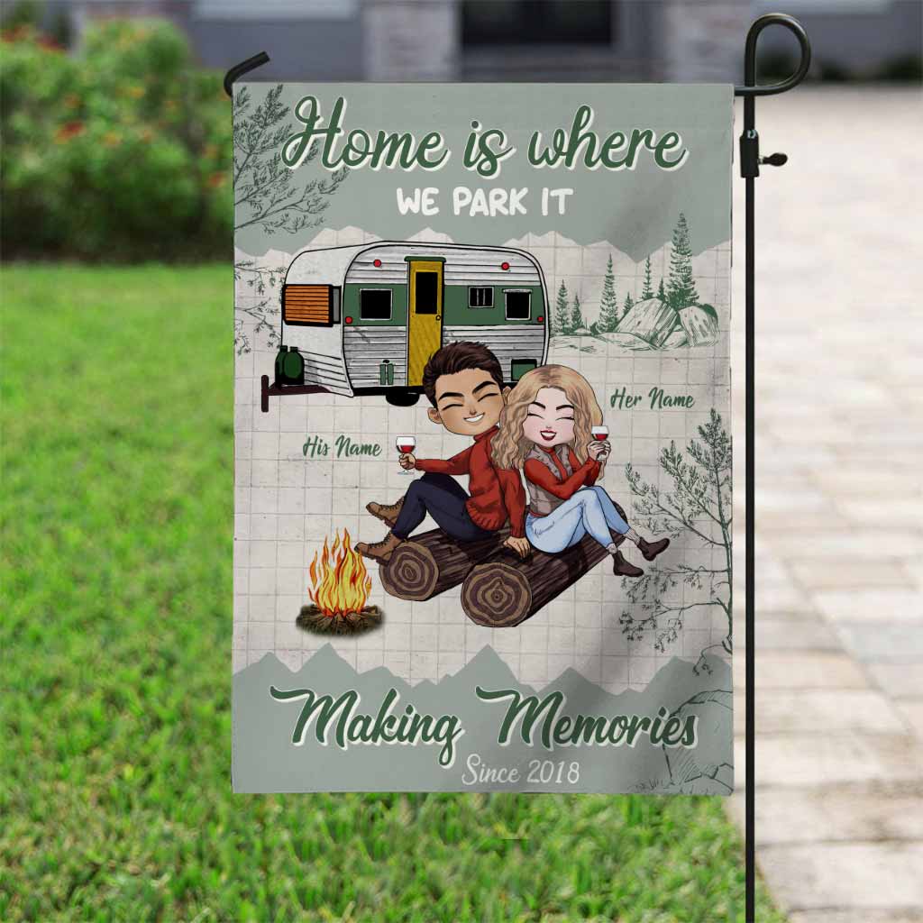 Home Is Where We Park It Making Memories - Personalized Couple Camping Garden Flag