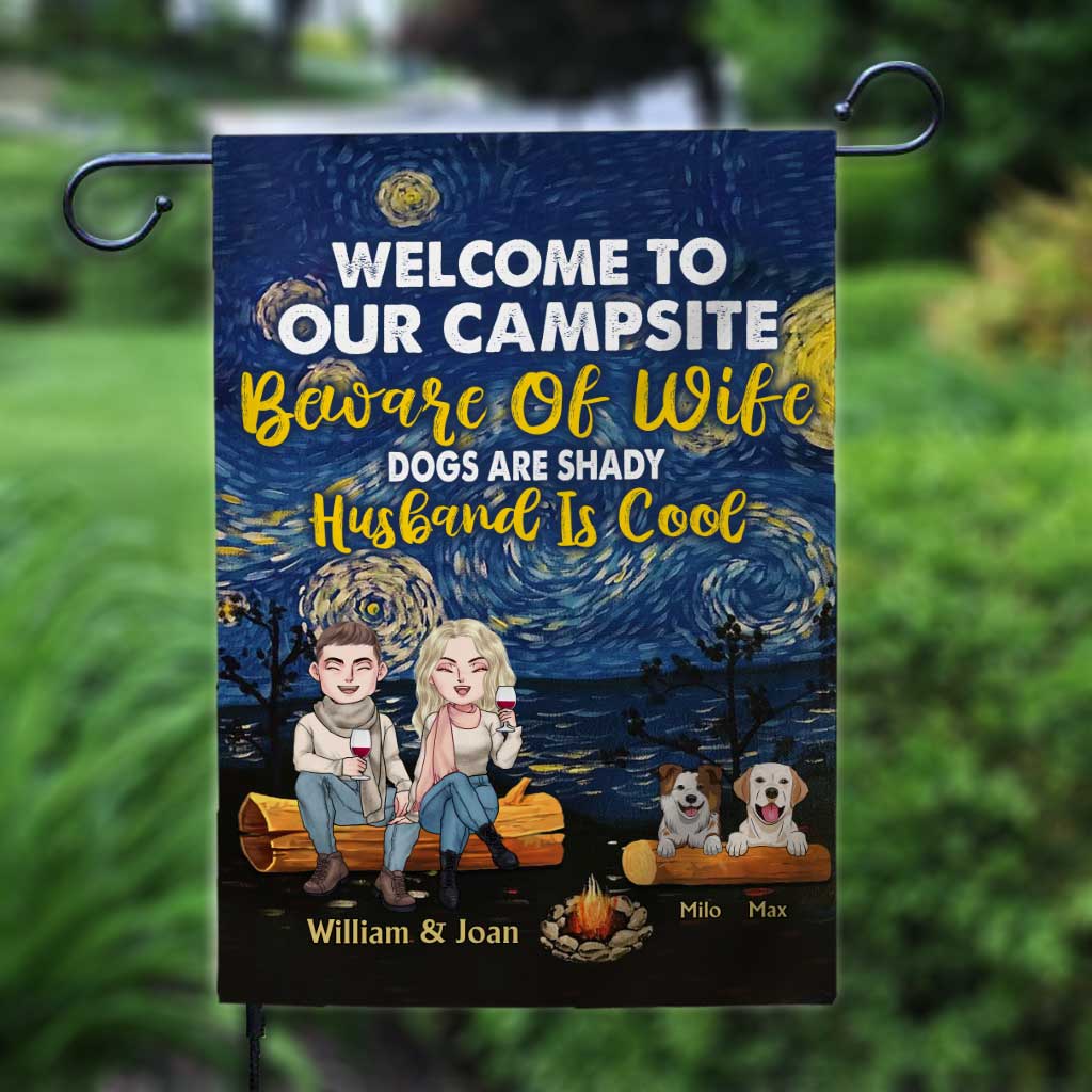 Welcome To Our Campsite - Personalized Couple Camping Garden Flag