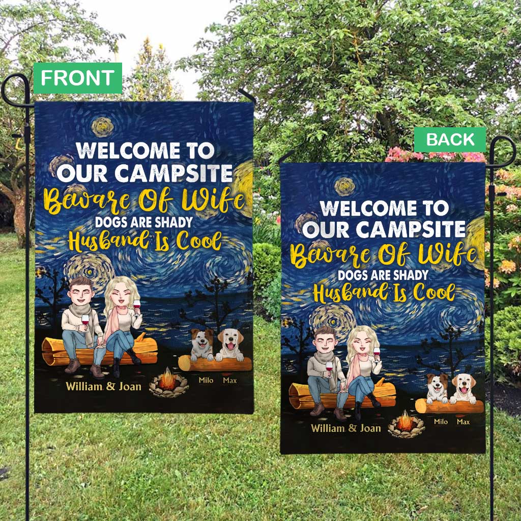 Welcome To Our Campsite - Personalized Couple Camping Garden Flag