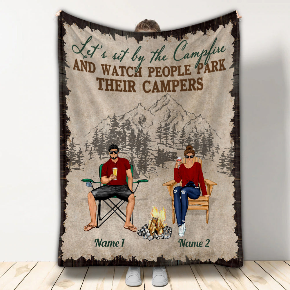 Camping Couple - Personalized Couple Camping Blanket