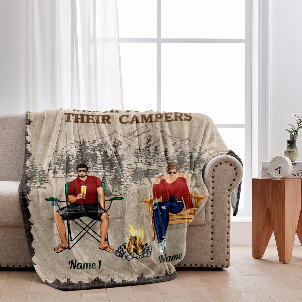 Camping Couple - Personalized Couple Camping Blanket