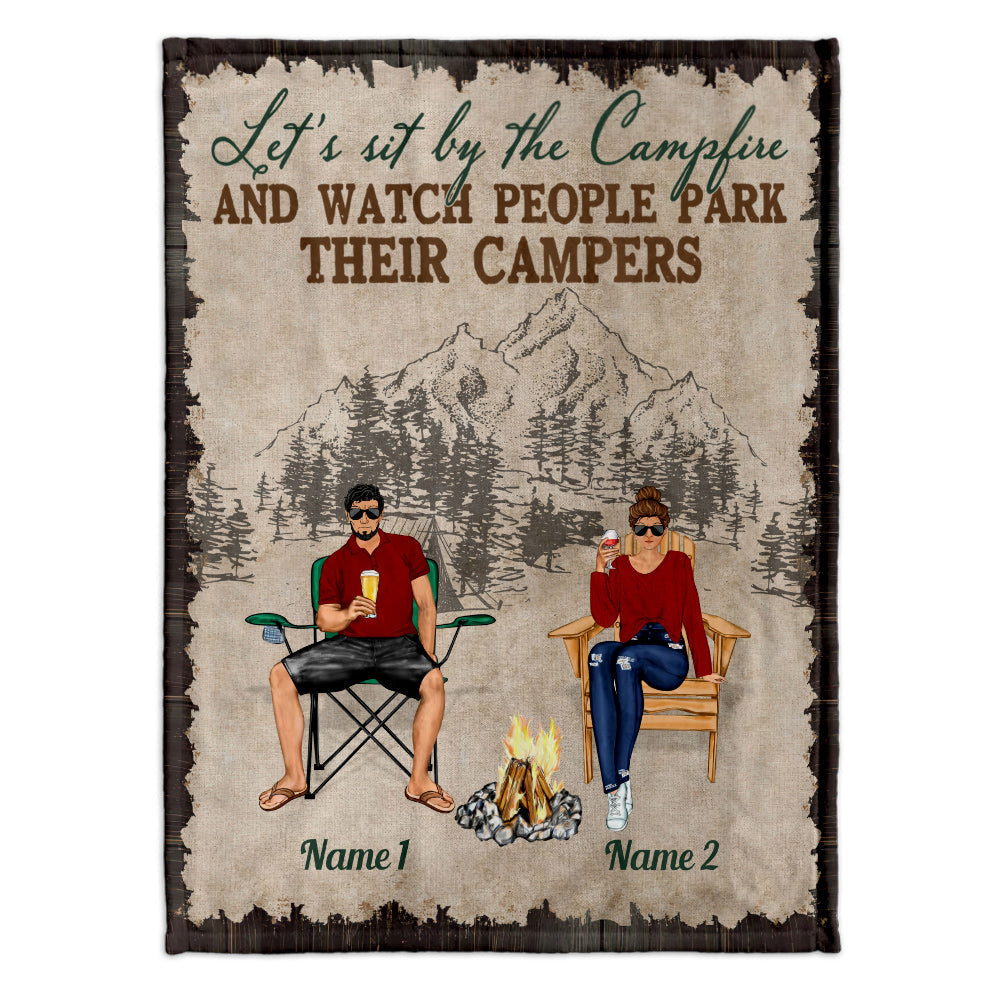 Camping Couple - Personalized Couple Camping Blanket