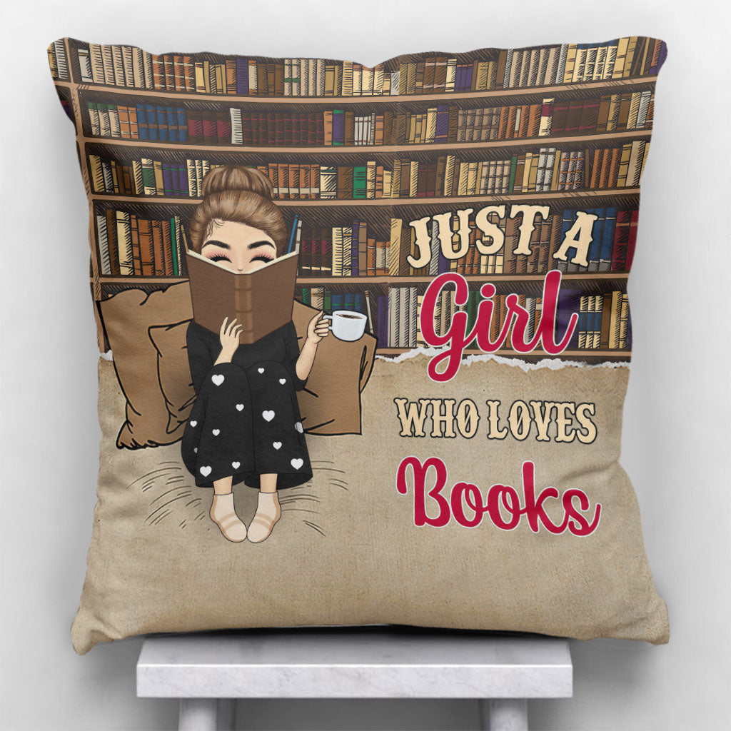 Just A Girl Who Loves Books - Personalized Book Throw Pillow