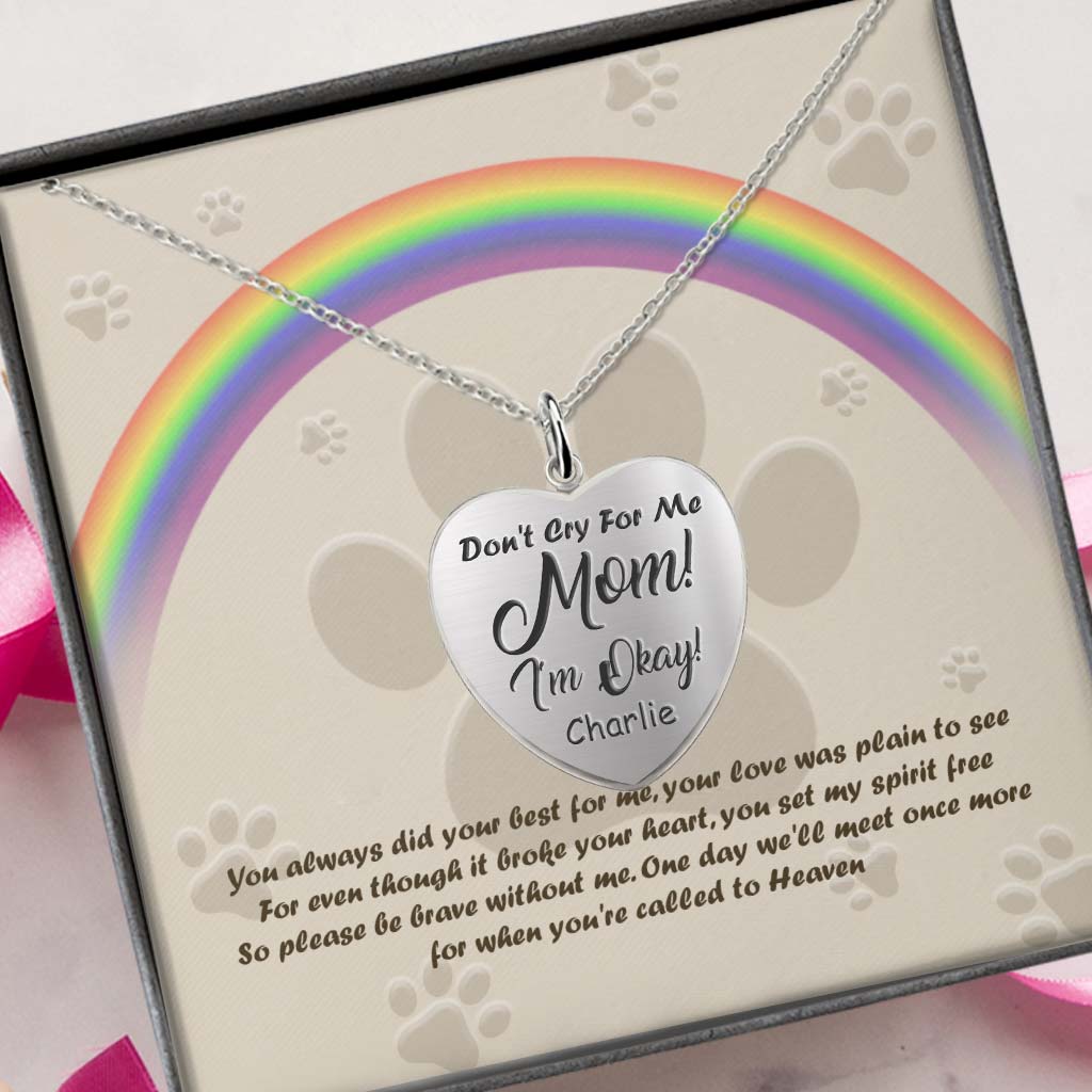 Don't Cry For Me Mom - Personalized Mother's Day Cat Heart Pendant Necklace