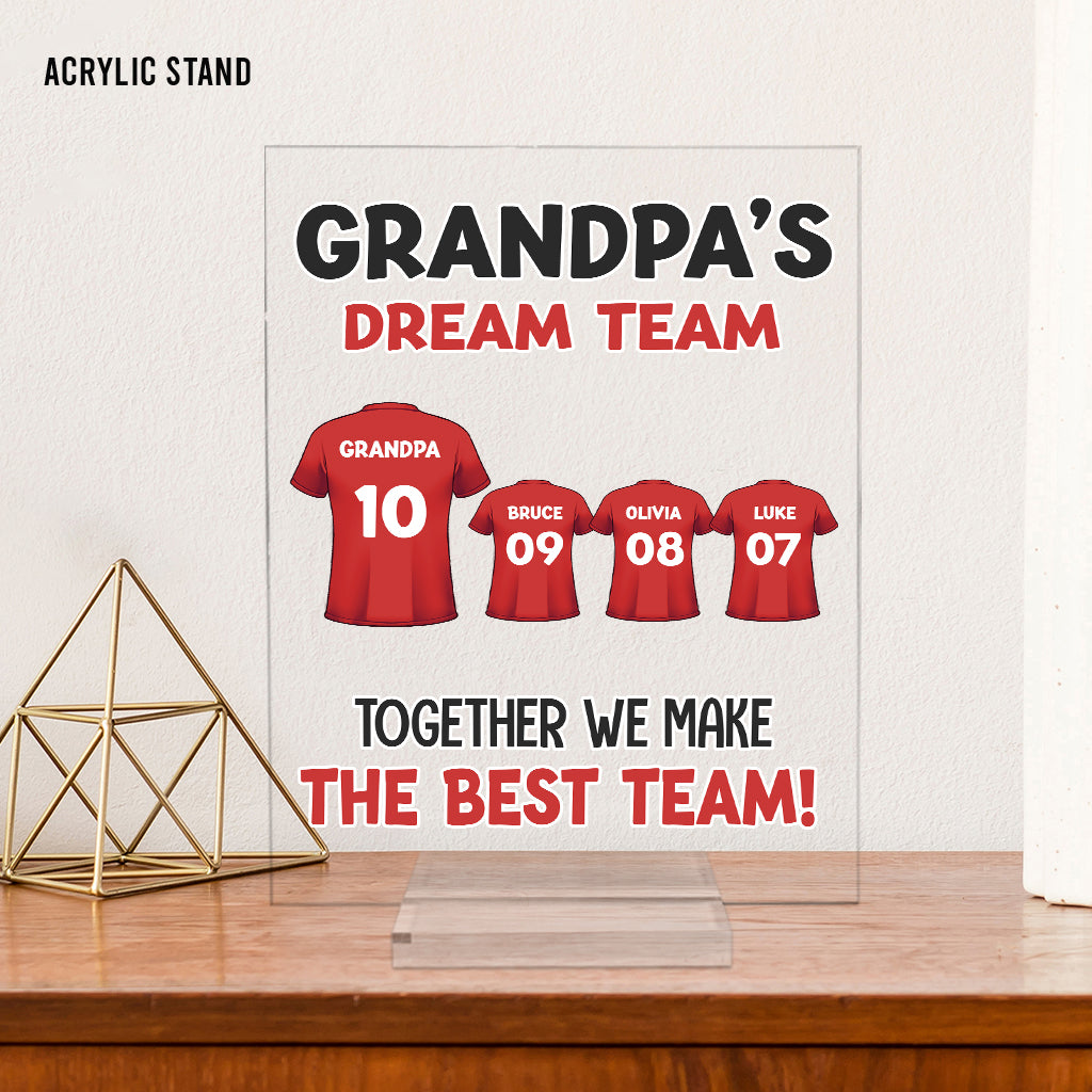 Grandad’s Team Together We Make The Best Team - Personalized Grandpa Transparent Acrylic Plaque