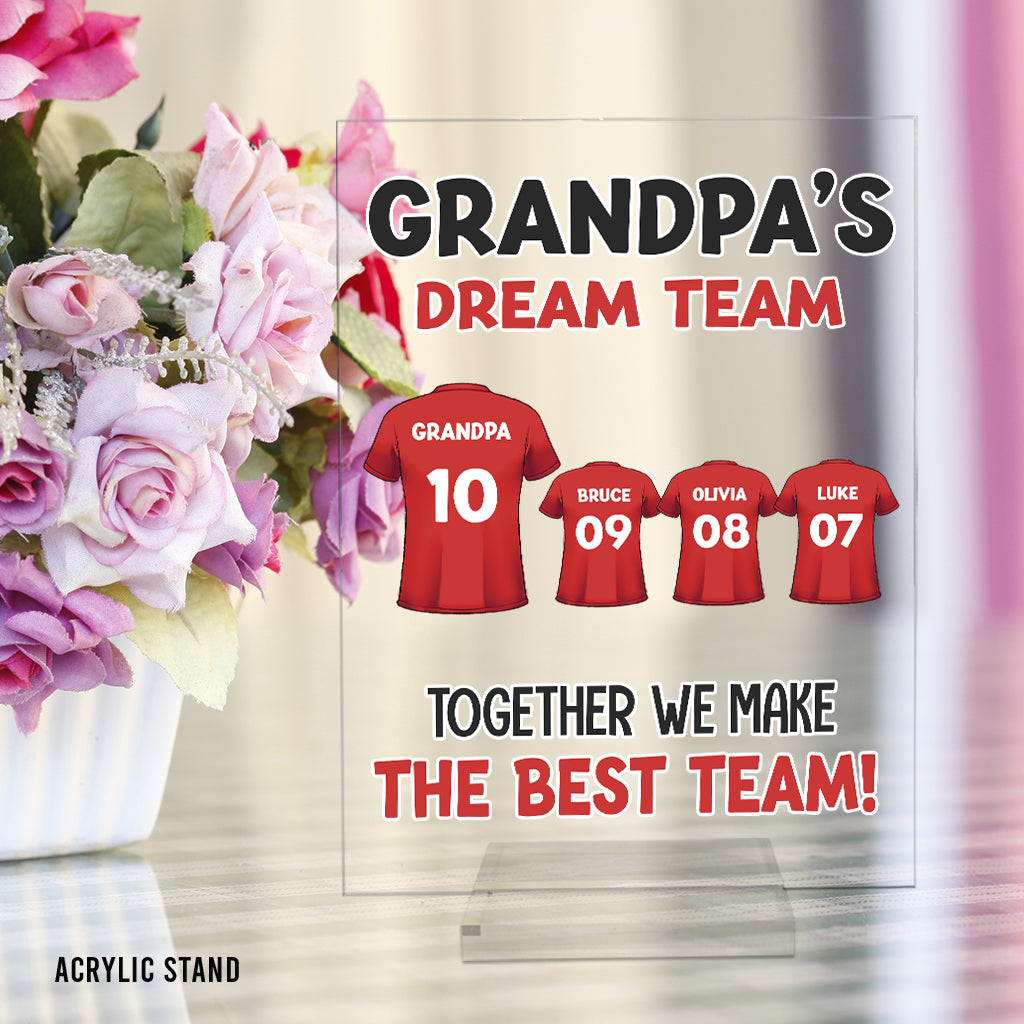 Grandad’s Team Together We Make The Best Team - Personalized Grandpa Transparent Acrylic Plaque