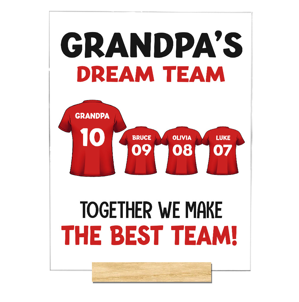 Grandad’s Team Together We Make The Best Team - Personalized Grandpa Transparent Acrylic Plaque