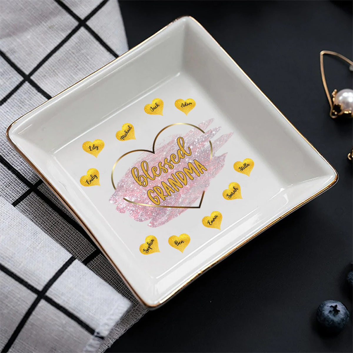 Blessed Grandma - Gift for mom, grandma - Personalized Jewelry Dish