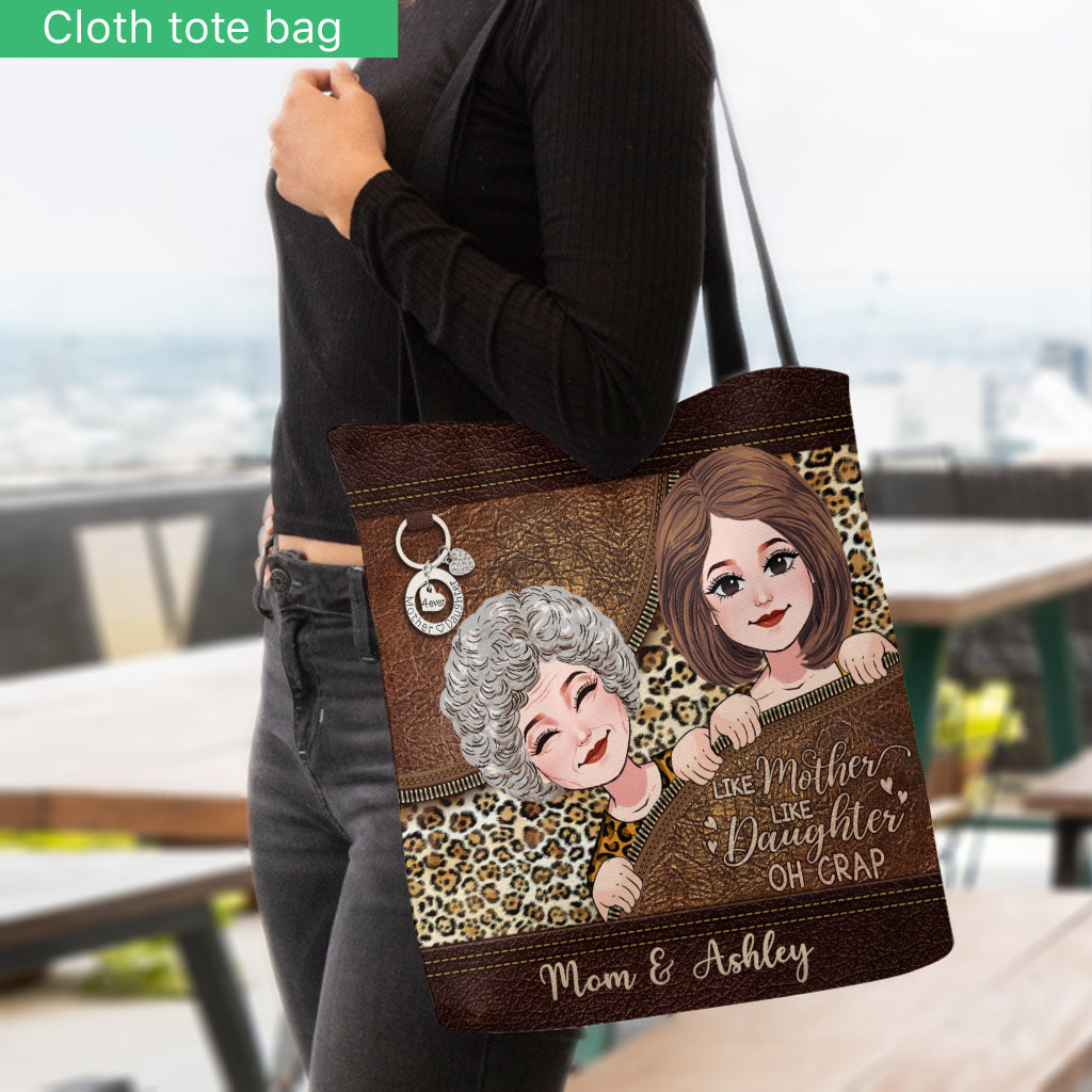 Like Mother Like Daughter - Leather Pattern Print Personalized Mother's Day Mother Tote Bag