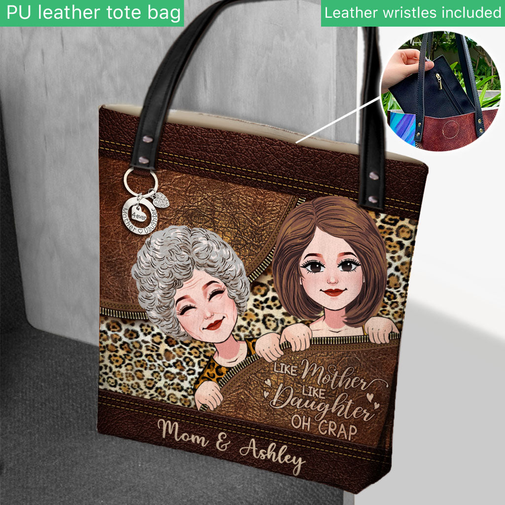 Like Mother Like Daughter - Leather Pattern Print Personalized Mother's Day Mother Tote Bag