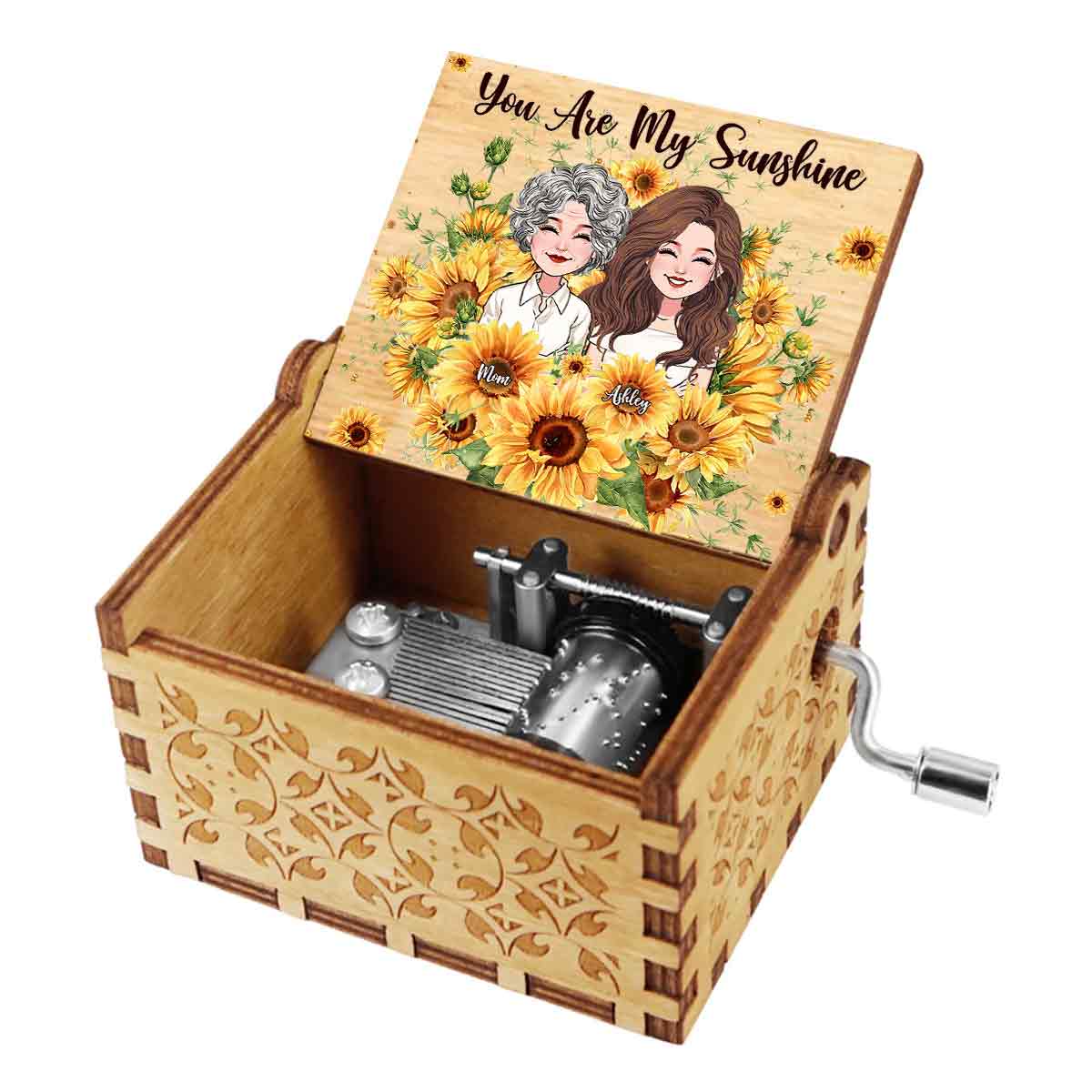 You Are My Sunshine - Personalized Mother's Day Mother Hand Crank Music Box