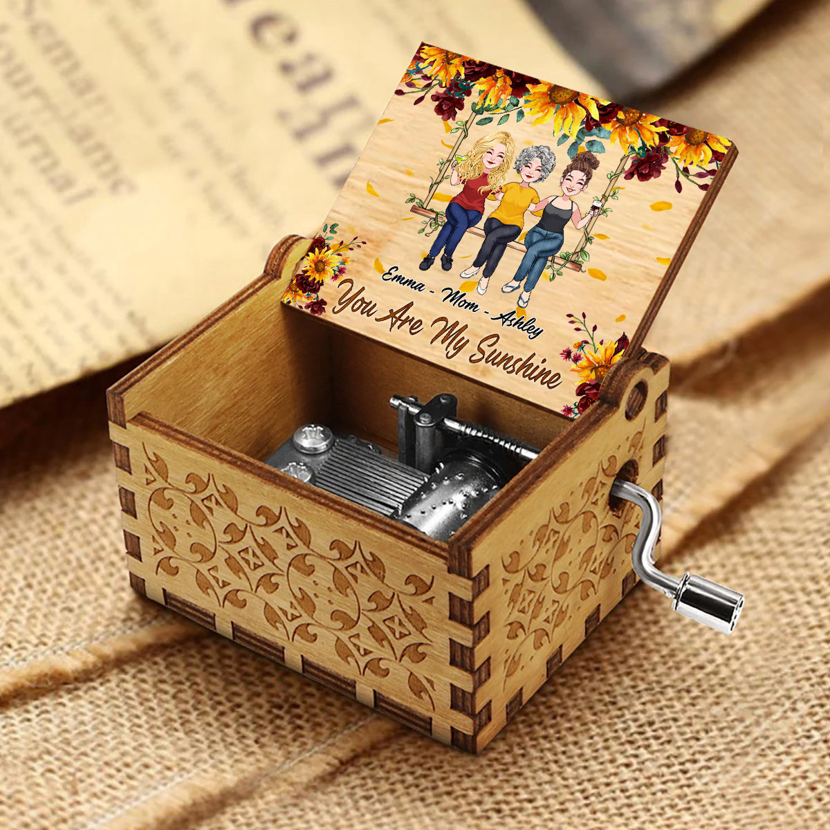 You Are My Sunshine - Personalized Mother's Day Mother Hand Crank Music Box