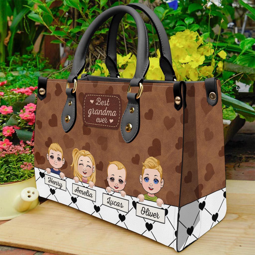 Best Grandma Ever - Gift for grandma, mom, aunt - Personalized Leather Handbag