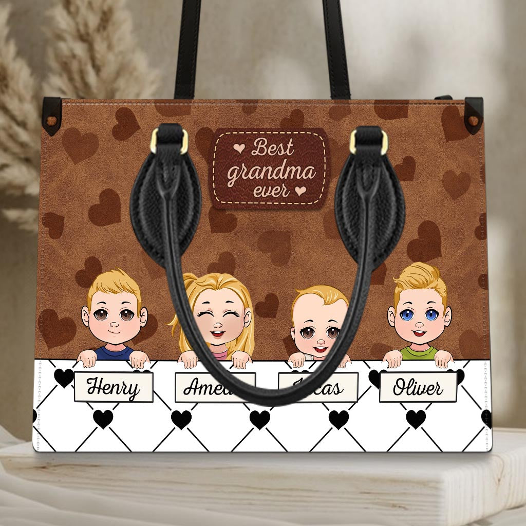 Best Grandma Ever - Gift for grandma, mom, aunt - Personalized Leather Handbag