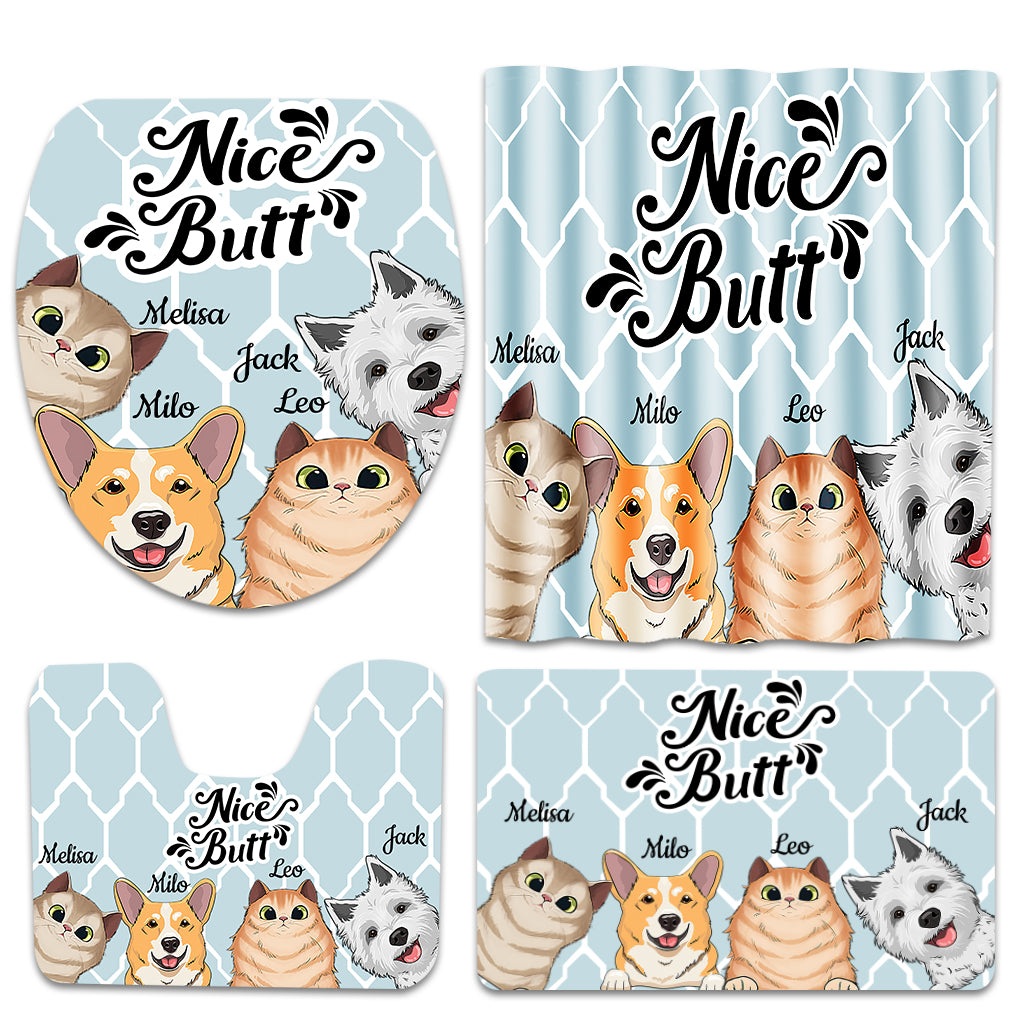 Nice butt Shower - Personalized Dog Bathroom Curtain & Mats Set