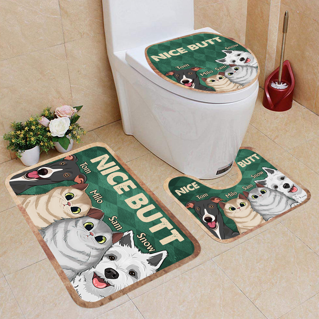 Nice butt Shower - Dog gift for dog lover, cat lover - Personalized Bathroom Mats Set